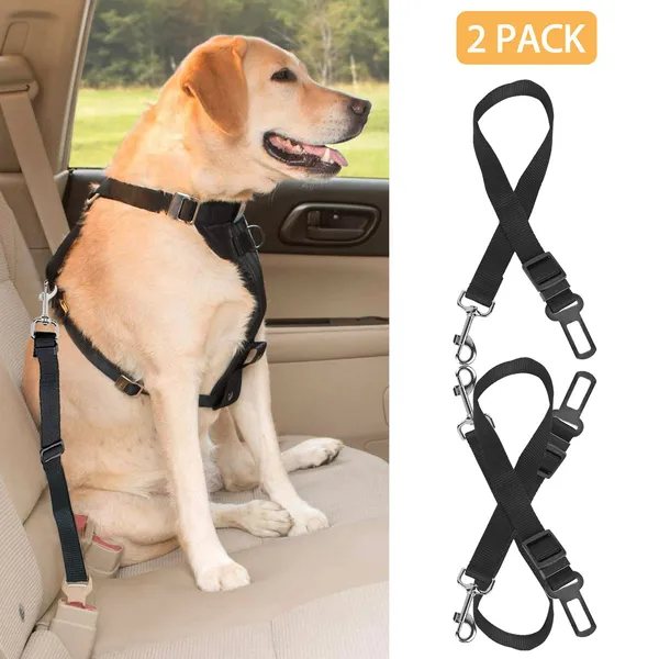 Adjustable Dog Car Seat Belt Safety Tether 2-Pack
