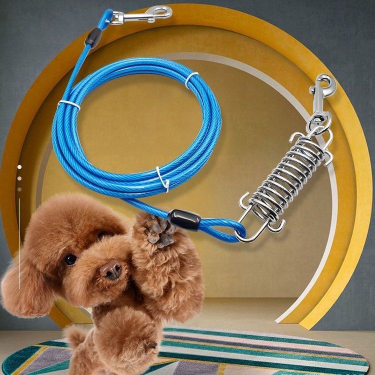Anti-Bite Steel Cable Dog Tie-Out With Spring