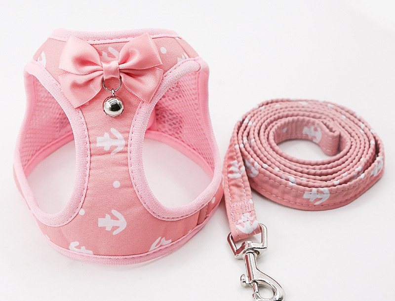 Bow Anchor-Print Cat Harness And Leash Set