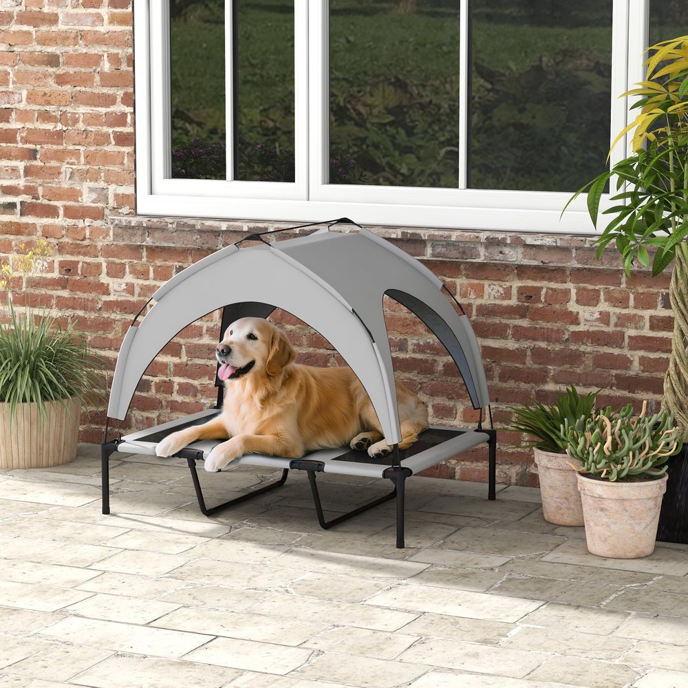 Elevated Dog Cot Bed With Canopy