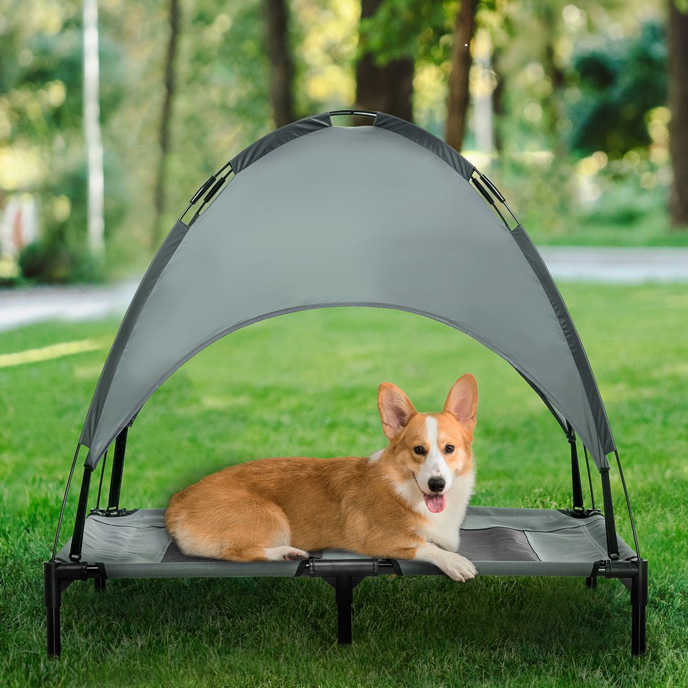 Elevated Dog Cot with UV Canopy Shade
