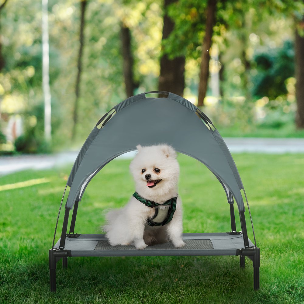Elevated Dog Cot with UV Canopy Shade