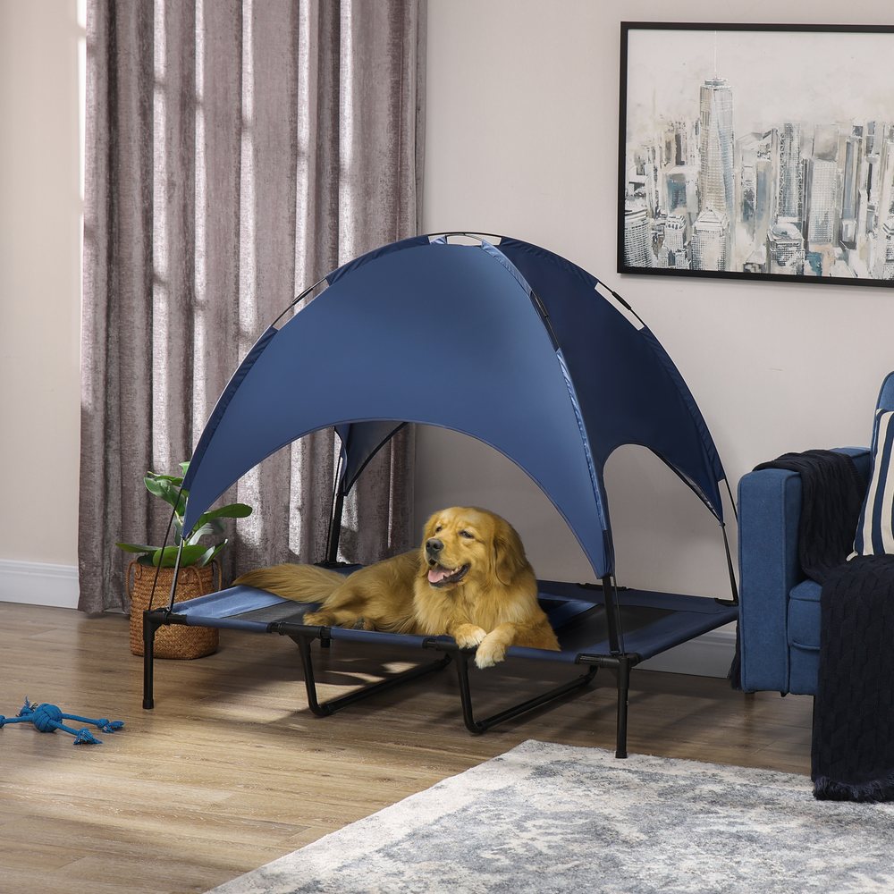 Elevated Dog Cot with UV Canopy Shade