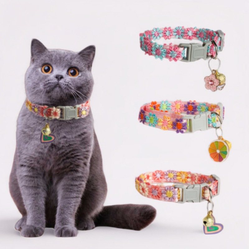 Lace Floral Cat Collar With Bell