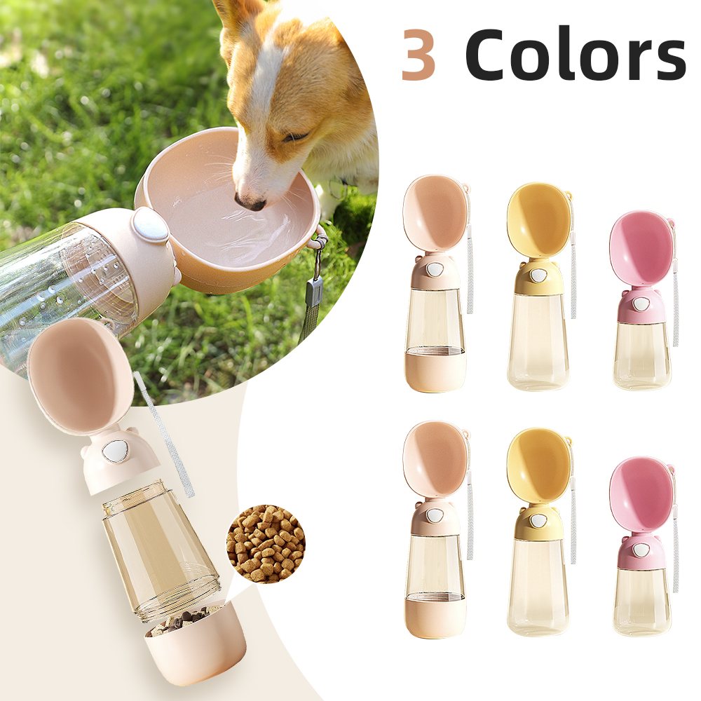 Portable Travel Dog Water Bottle With Food Container