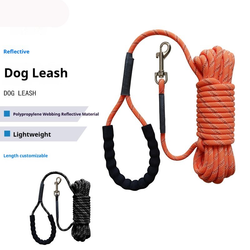 Reflective Long Rope Dog Leash with Padded Handle