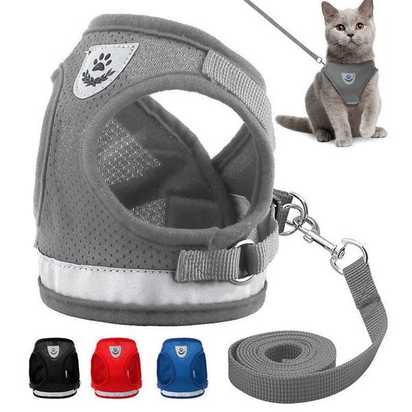 Reflective Mesh Cat Vest Harness And Leash Set