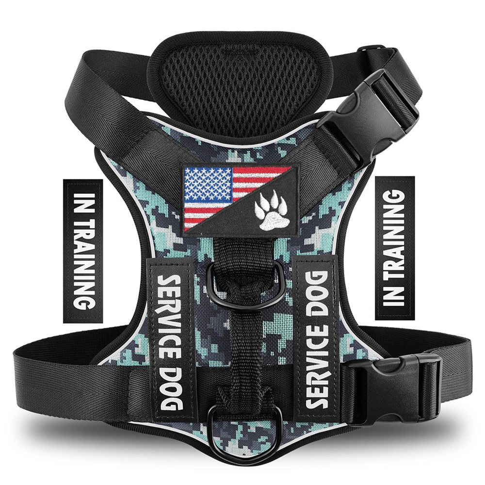 Reflective No-Pull Service Dog Harness With Patch Panels