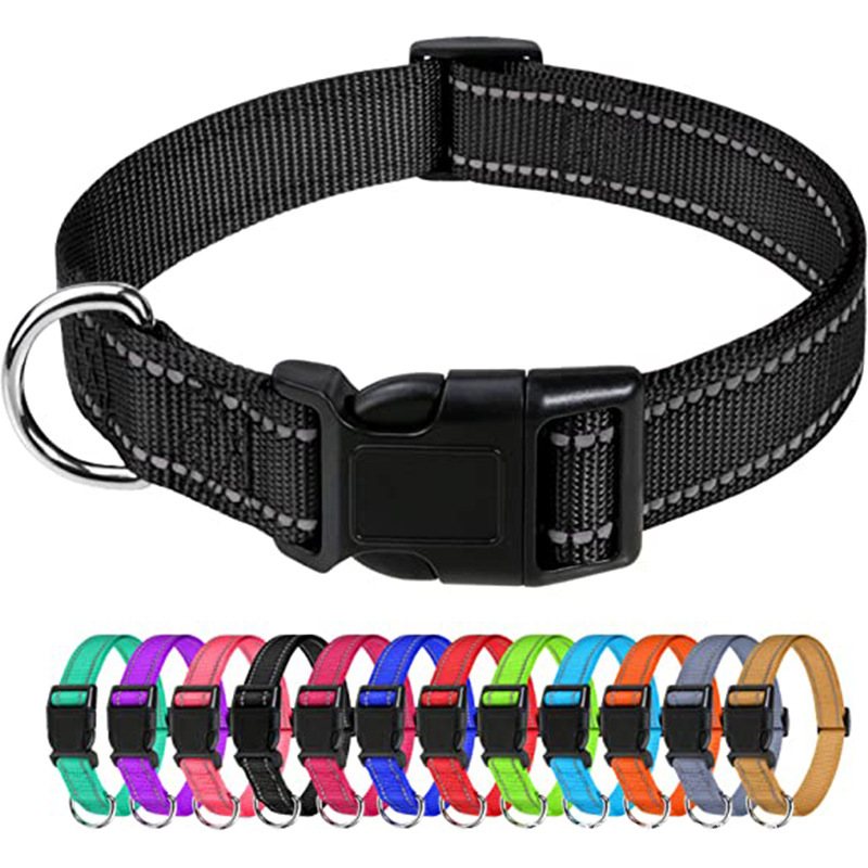 Reflective Polyester Dog Collar With Quick-Release Buckle