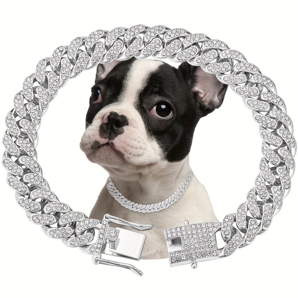 Rhinestone Cuban Link Chain Collar