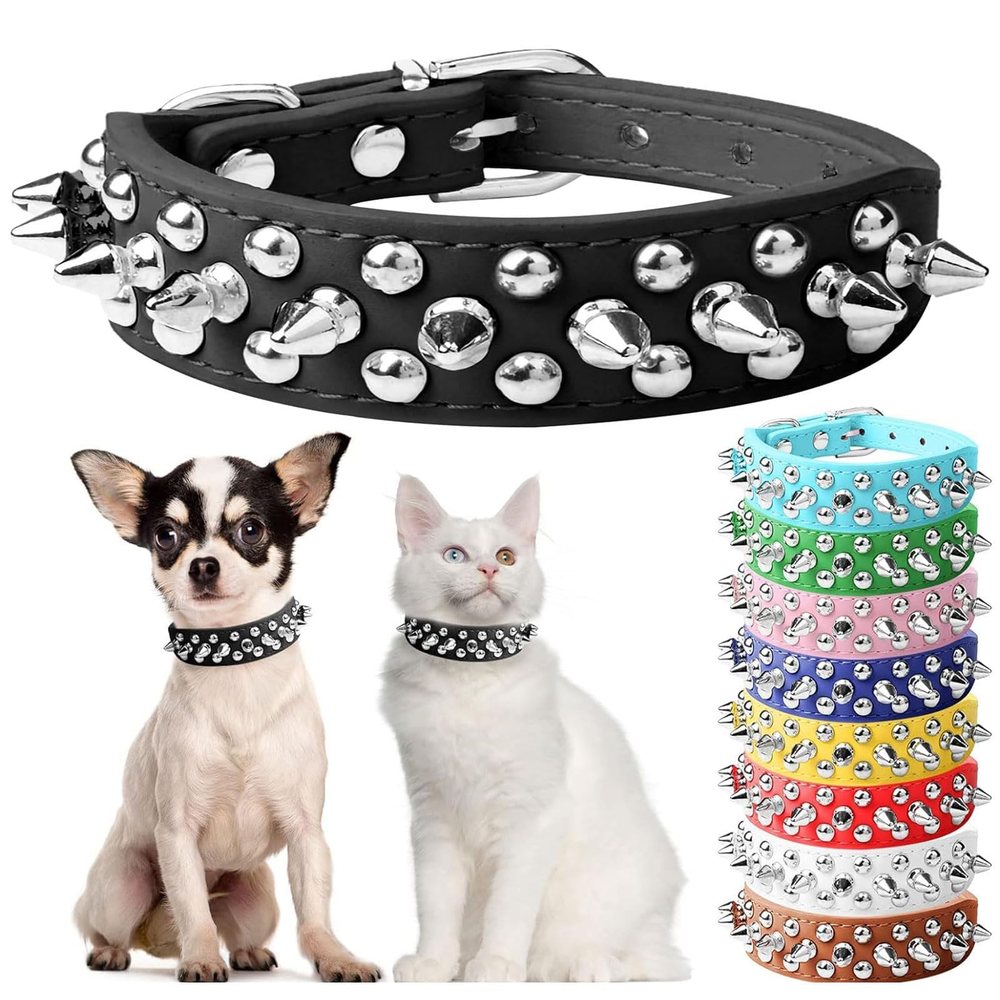 Spiked Studded Leather Pet Collar