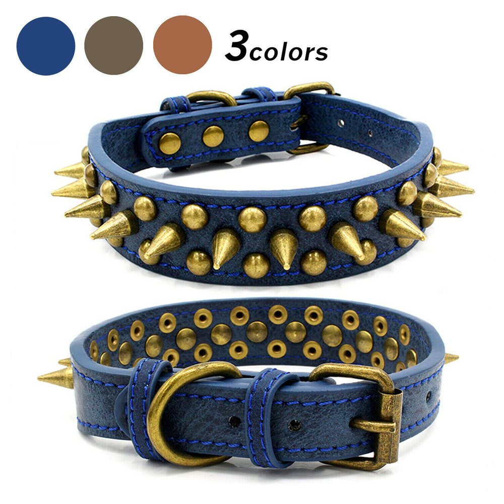 Studded Spiked Leather Dog Collar